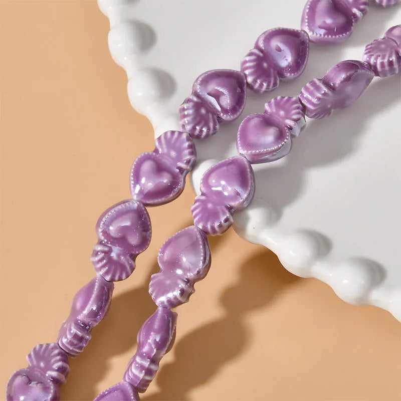 Ceramic heart torch beads in multiple colours for jewellery making, 10x15mm size