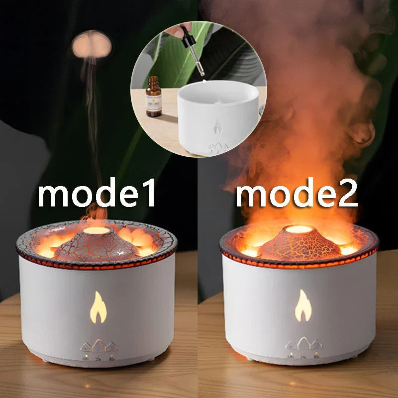 Ultrasonic Essential Oil Diffuser with mesmerizing flame-like lighting and jellyfish smoke ring effects, transforming your home ambiance