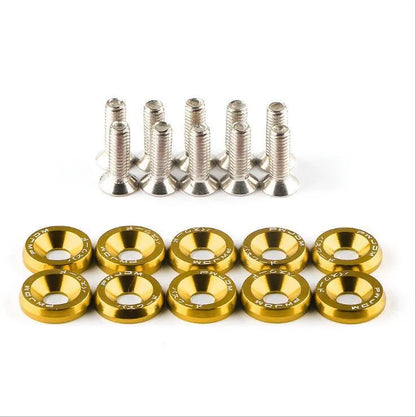 Car modification gasket screw kit showing screws in 8 different colours