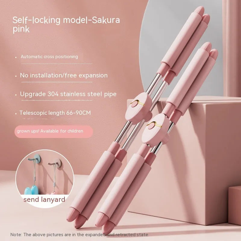 Blue and pink children's adjustable open back stretching stick for fitness and yoga.