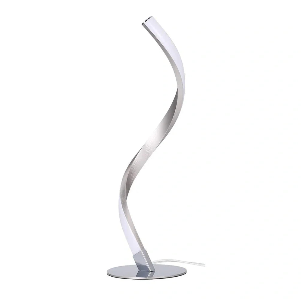 Spiral snake bedside table lamp in black with 390mm height, 140mm base, and three-colour dimming on UK plug