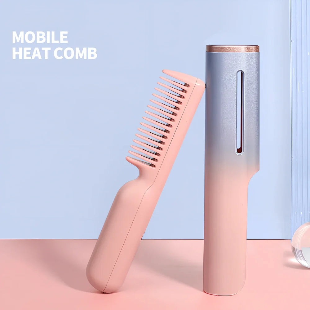 Wireless USB heating comb with 3D gradient colour and tourmaline ceramic conductor for dry hair