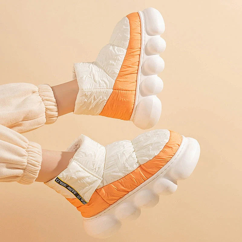 Women's winter ankle boots with down cloth upper and EVA sole in various colors