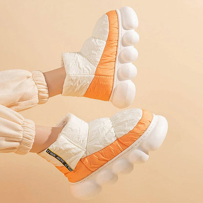 Women's winter ankle boots with down cloth upper and EVA sole in various colors