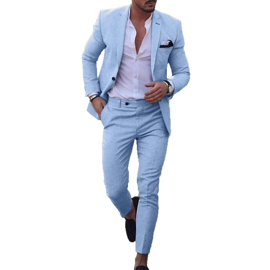 Men's two-piece leisure set with digital print two-button top and matching trousers, slim fit, sizes S to 4XL