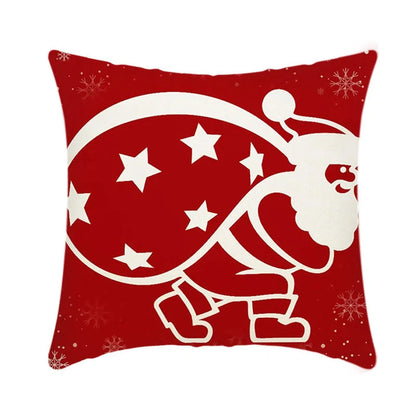 Elk Santa Claus plush cushion cover for festive holiday decor