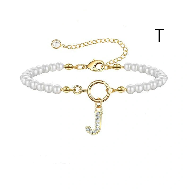 2024 fashion initial pearl bracelet for women with toggle clasp