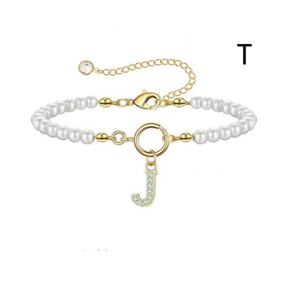 2024 fashion initial pearl bracelet for women with toggle clasp