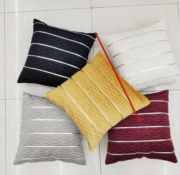 Striped velvet pillow cover in plush flannel velvet material measuring 45x45cm