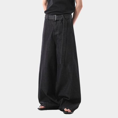 Black high-waist straight-leg jeans with zip placket fly, made from cotton denim fabric