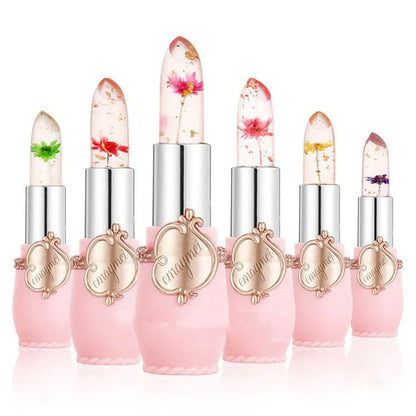 Jelly Flower Lipstick Set with six color-changing, flower-infused lipsticks