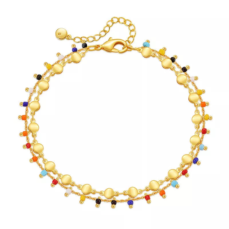 Candy Color Small Rice-shaped Beads National Style Anklets in vibrant KA0154 color