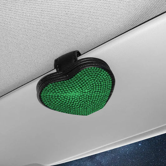 Car sun visor storage clip with diamond design measuring 8.0 by 7.3 cm with magnetic closure