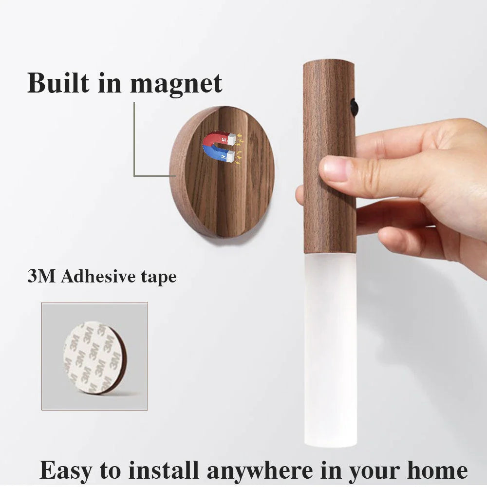 Magnetic Wireless LED Night Light with Motion Sensor - Versatile Lighting Solution for Hallways, Cabinets, and More