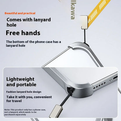 X-shaped aluminium alloy frameless half-pack phone case for iPhone 13 14 15 Pro Max in Bright Moon Silver, Dark Gray or Titanium Gold