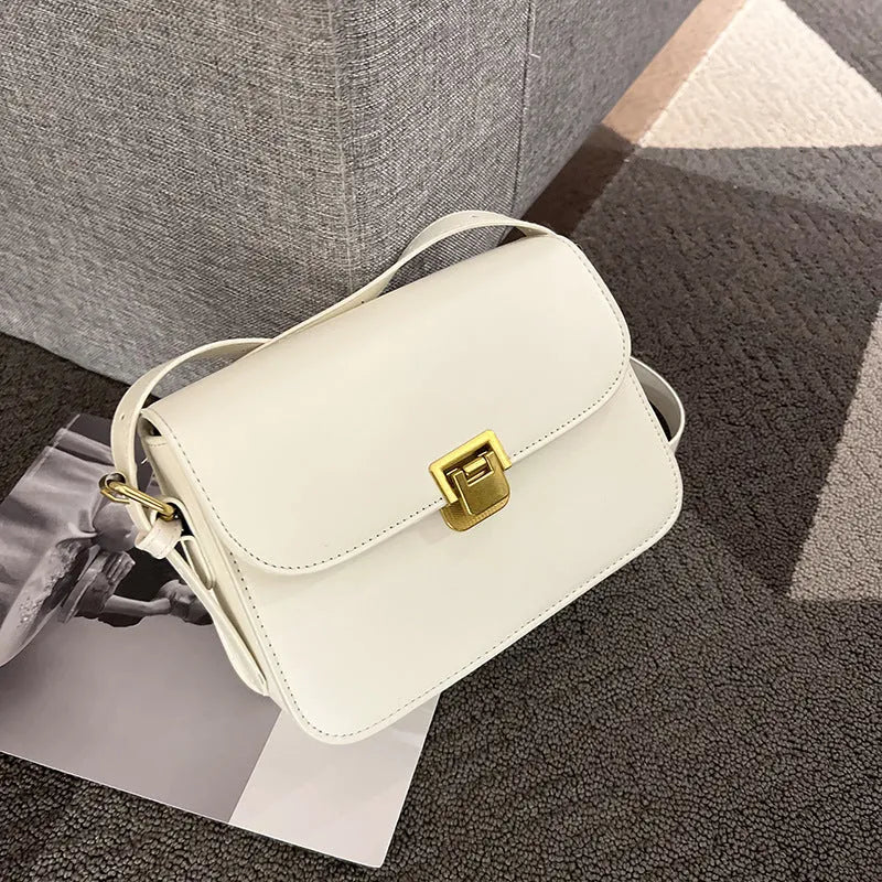 Women's soft PU one-shoulder underarm square handbag in horizontal shape with cross-body strap