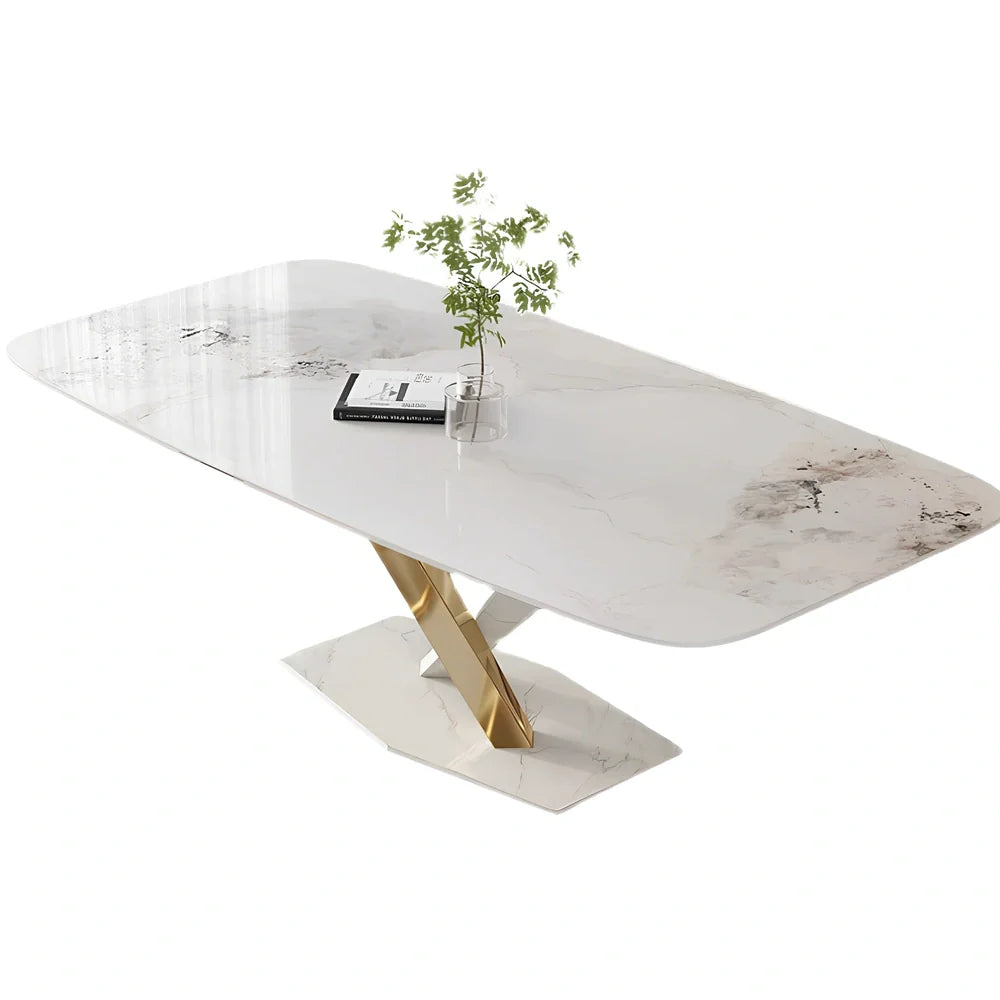 Stainless steel dining table with bright slate finish measuring 130cm long by 70cm wide