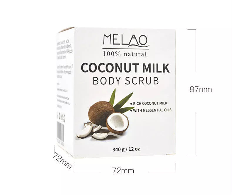 Coconut Milk Body Scrub Cream for deep cleansing and skin brightening, 340g