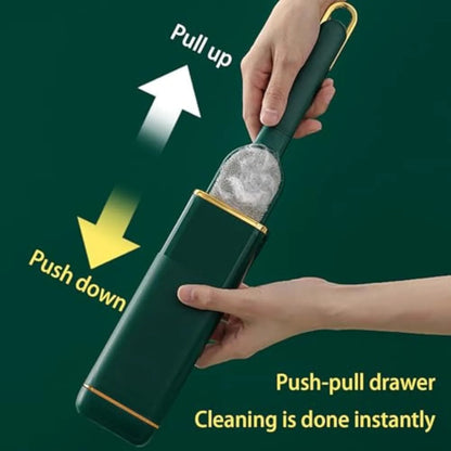 Double-sided pet hair remover brush in blue, green, or white for cleaning clothes and furniture