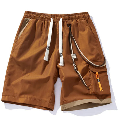 Men's plus size bamboo fibre shorts in coffee colour with straight-leg design and cropped length for athletic activities