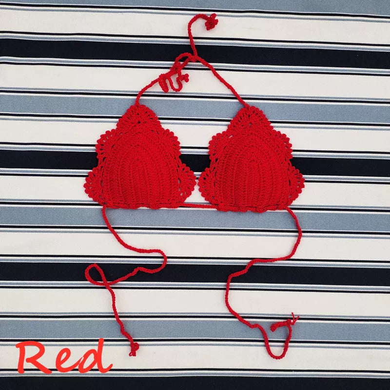Handmade crochet bikini top with cotton lining in various colors