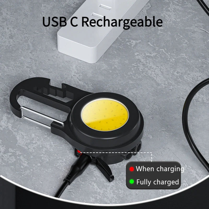 6-in-1 Multi-functional Mini Keychain Lamp with super bright COB light and USB rechargeable battery