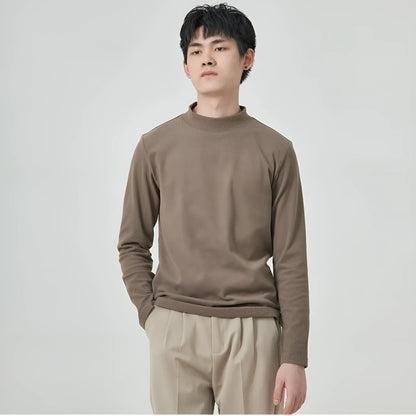 Men's half high collar long sleeve t-shirt in Dralon fabric for autumn winter casual wear
