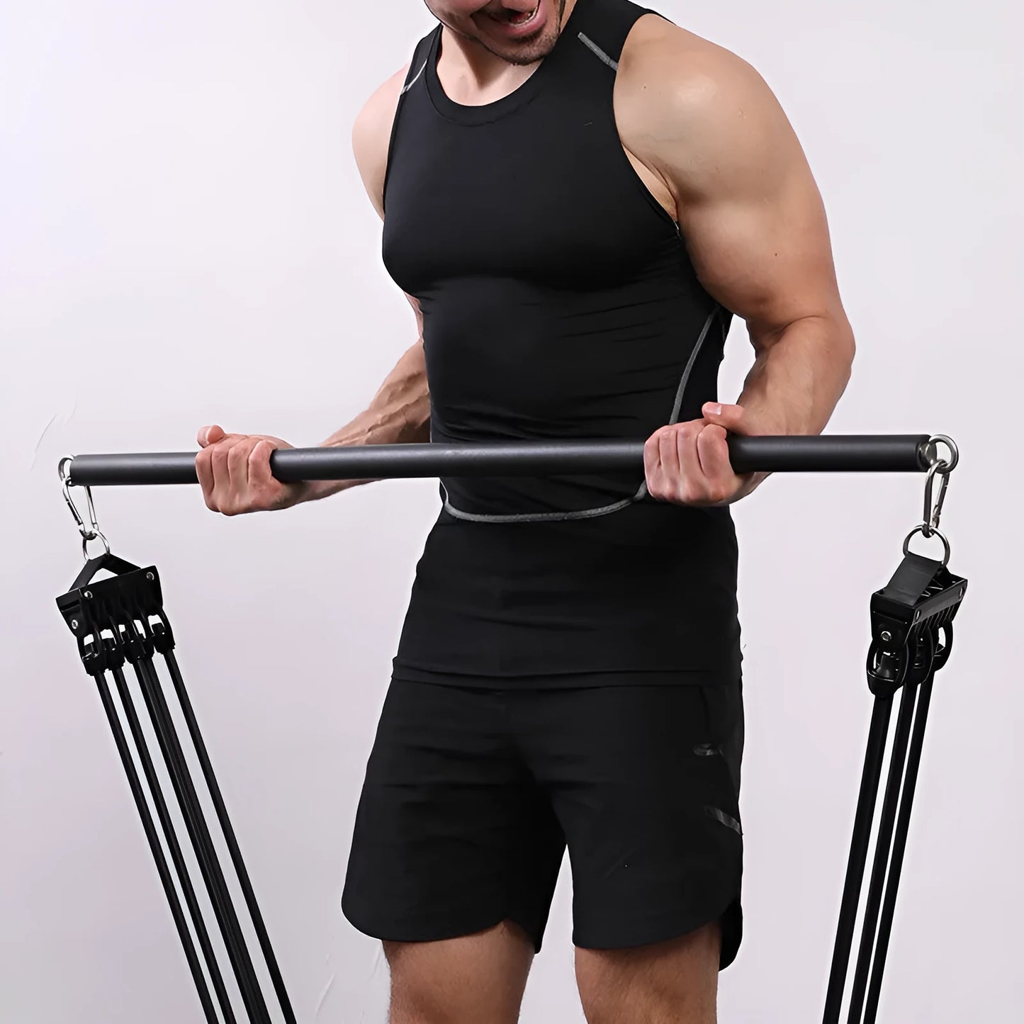 Gym equipment handle accessories with bearing ring for Pilates sticks, steel construction with EVA grip
