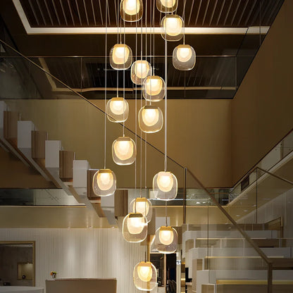 Gold crystal chandelier with 6 LED lights and stainless steel chassis for restaurant lighting