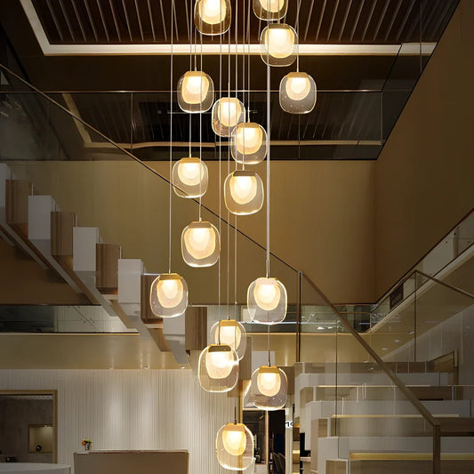 Gold crystal chandelier with 6 LED lights and stainless steel chassis for restaurant lighting