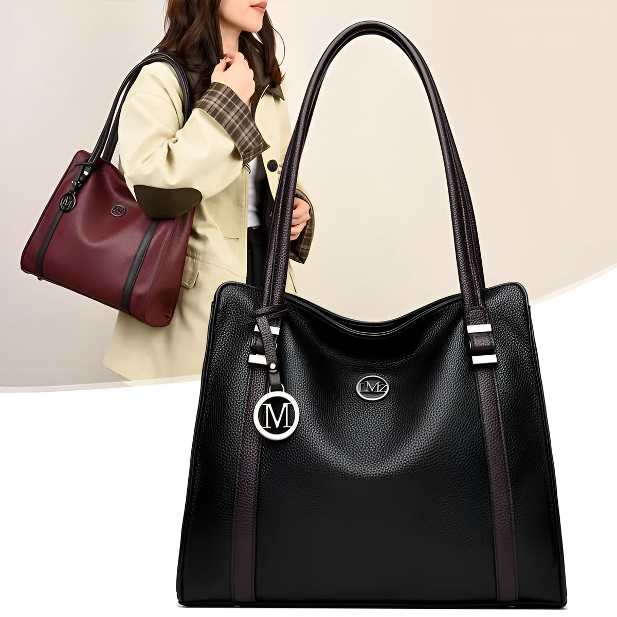 A soft PU leather women's crossbody bag in a retro style with double shoulder straps, shown in a choice of colours.