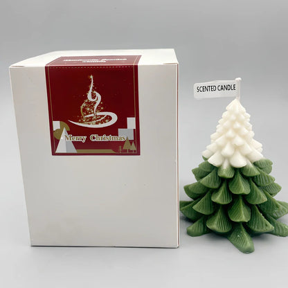 Christmas tree scented soy wax candle with lead-free cotton wick in cylindrical shape, multiple size options available