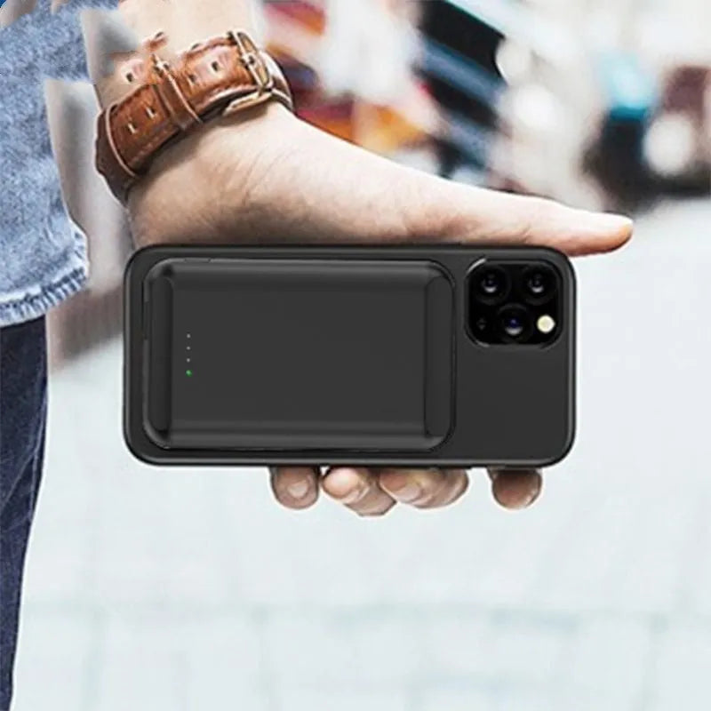 Son magnetic wireless power bank 5000mAh in black blue green pink white colours showing compact 85mm size