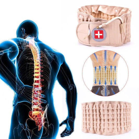 Inflatable Lumbar Traction Belt designed for back pain relief, featuring an adjustable inflation system and durable construction for personalized support and comfort.