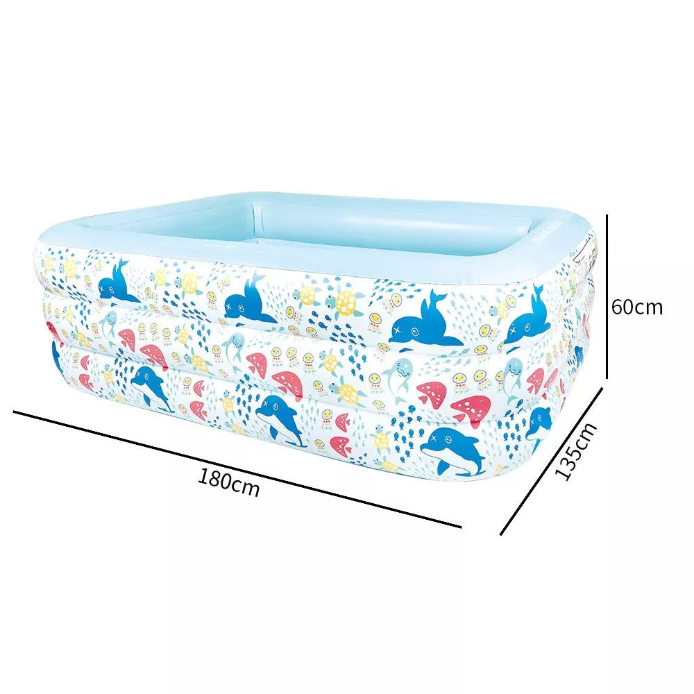 Brightly colored children's inflatable pool with smooth edges for safe water play