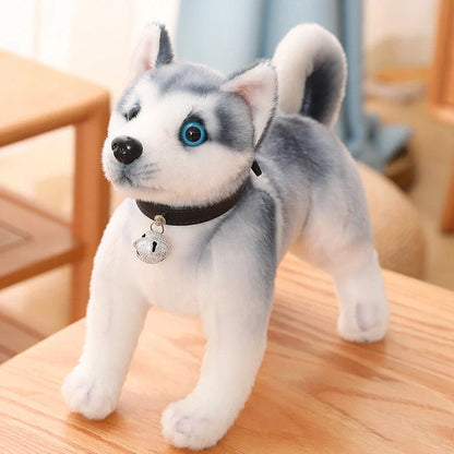 Simulation Husky plush toy in sitting posture measuring 25cm height