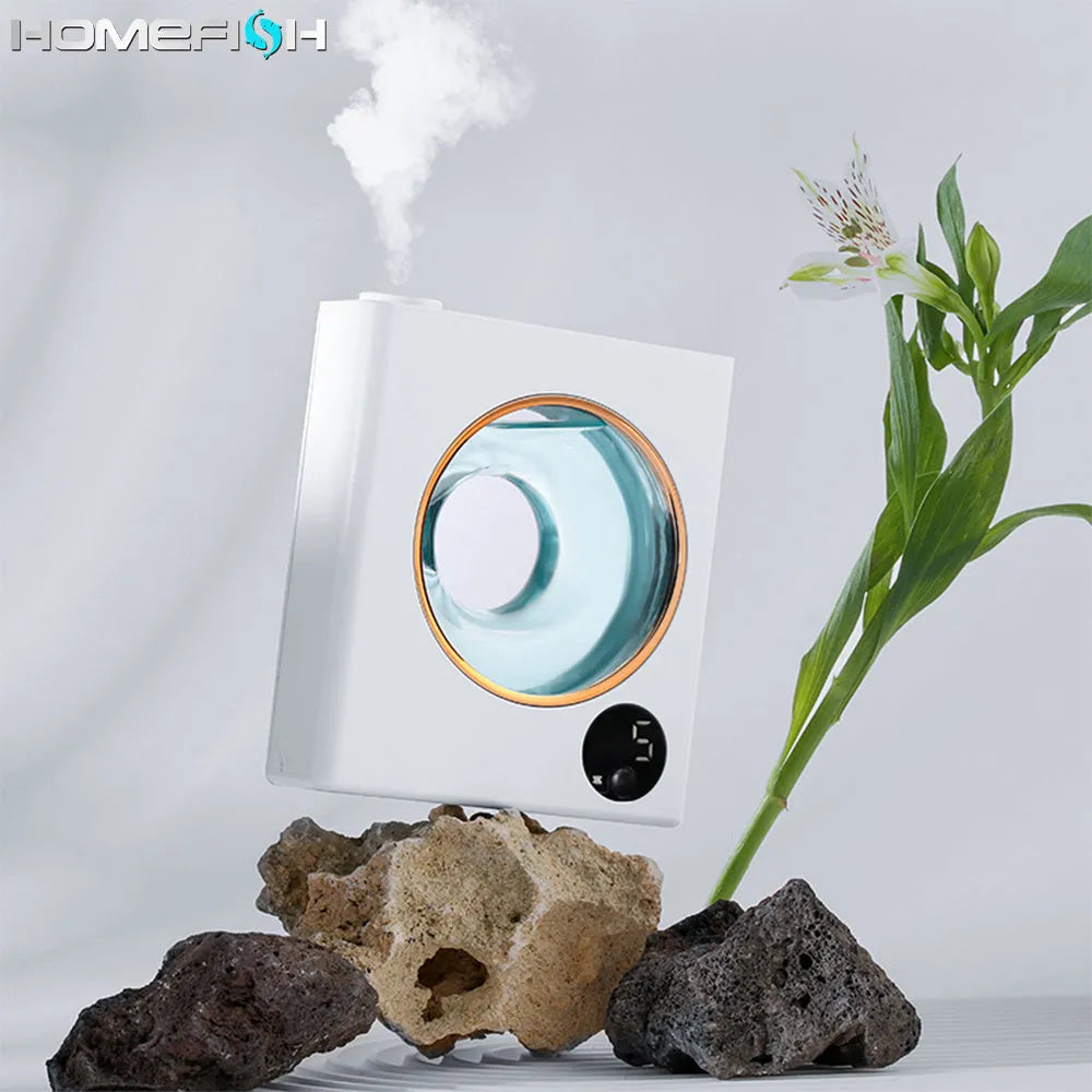 White wall-mounted automatic aromatherapy machine with USB charging port and compact 115x42x133mm dimensions