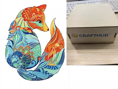 Animal Puzzle Craft Hub A3 Size Wooden Box for puzzle storage and organization