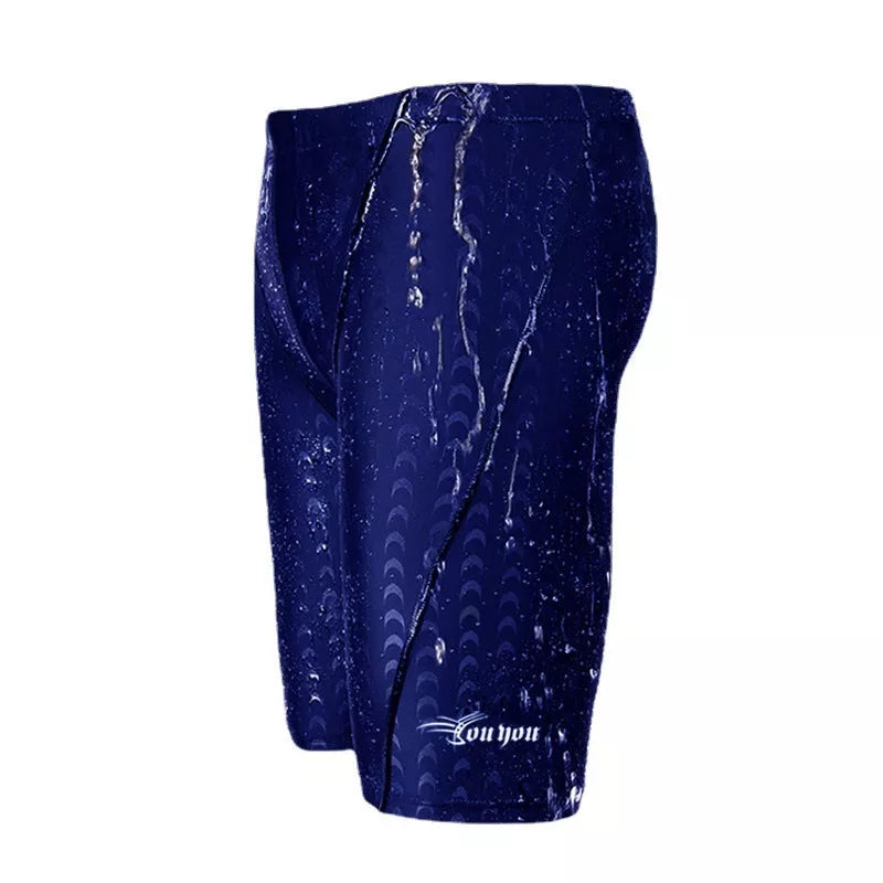 Men's Shark Skin Five Points swimming trunks with four-way stretch fabric in black and blue