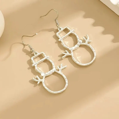 Personalized snowman-themed earrings and pendant set for Christmas, made of durable zinc alloy.