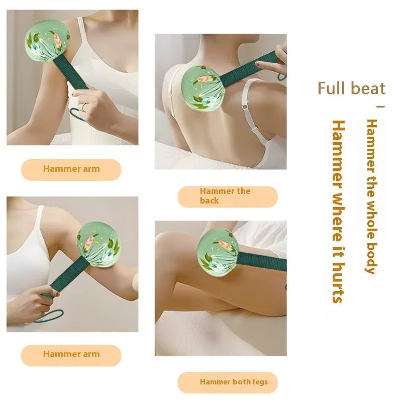 Argy wormwood massage hammer in green colour with 26cm handle for neck and shoulder massage