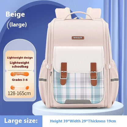 Navy blue student backpack with multiple pockets, made from durable oxford cloth for school children.