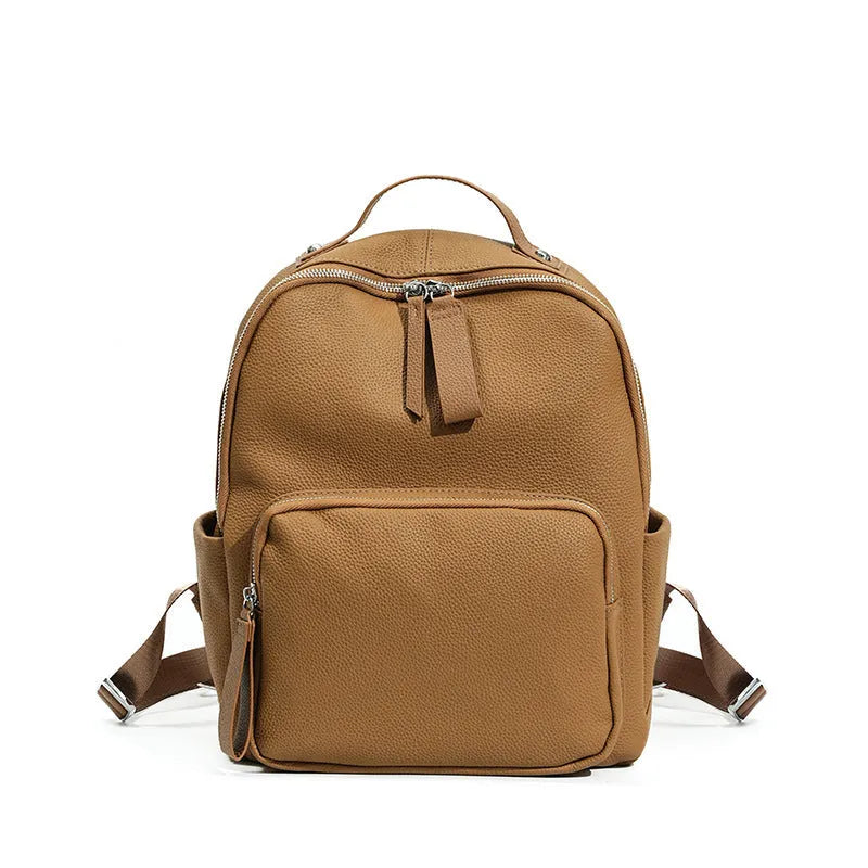 Women's leather backpack in urban simplicity style with organised internal compartments
