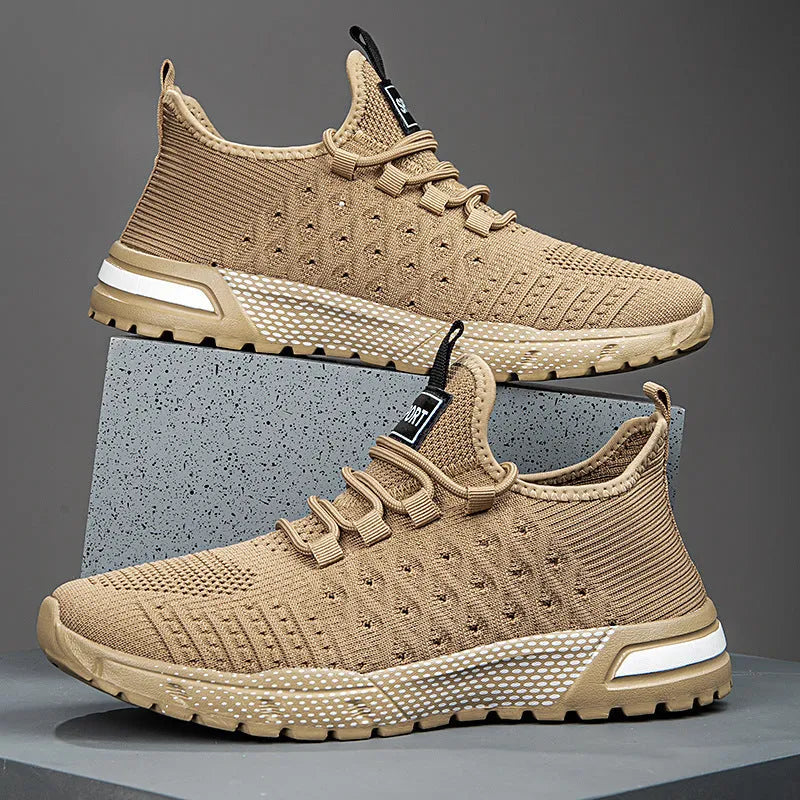 Men's casual shoes with mesh upper in Army Green colour, size 42 displayed on neutral background