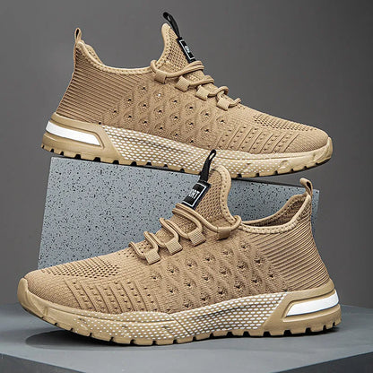 Men's casual shoes with mesh upper in Army Green colour, size 42 displayed on neutral background