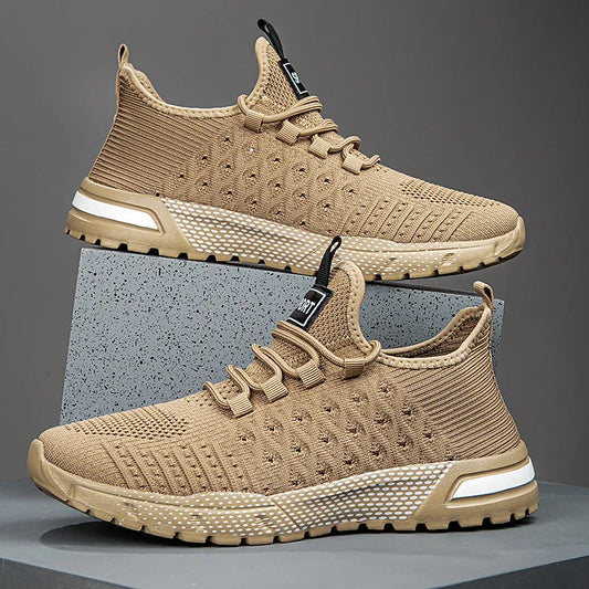 Men's casual shoes with mesh upper in Army Green colour, size 42 displayed on neutral background