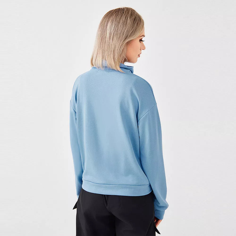 Women's SkyBlue and Apricot Zipper Sweatshirt, lightweight and comfortable for any season