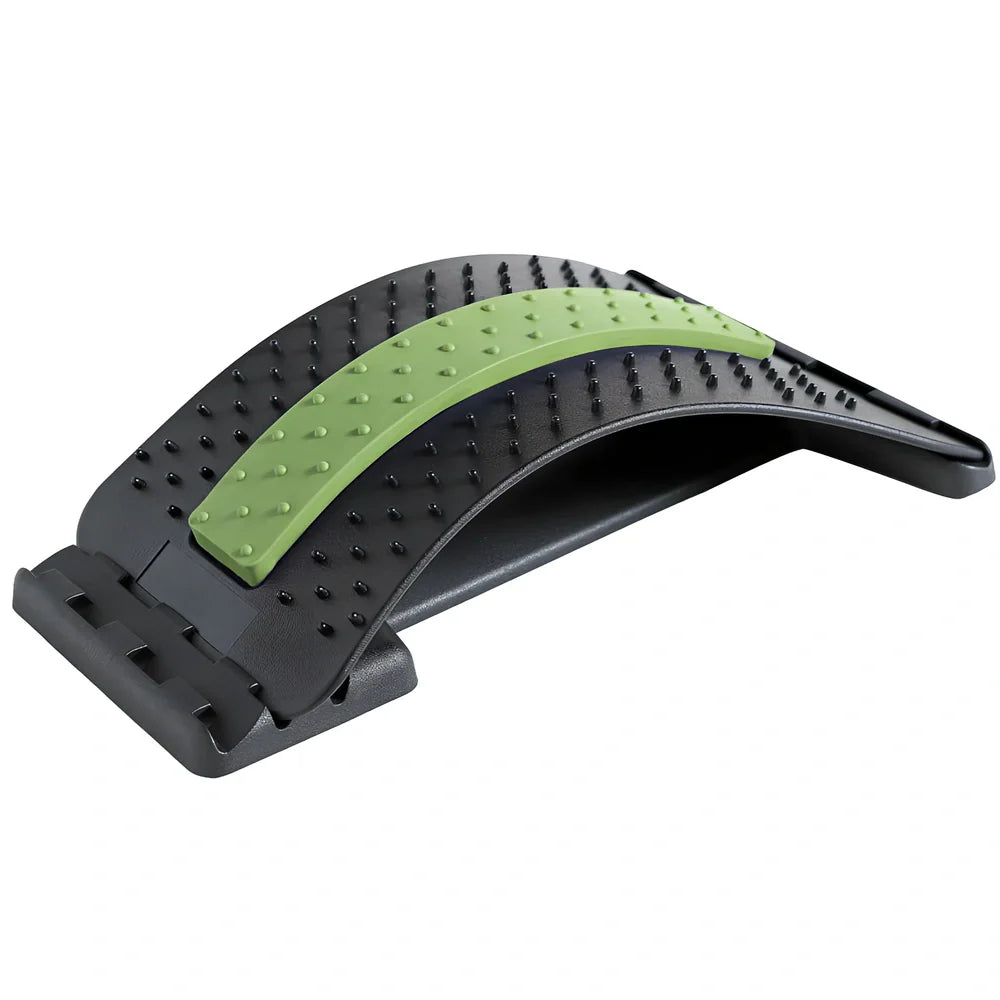 Blue and black waist stretcher massage cushion with 8 heads for lumbar support and infrared therapy