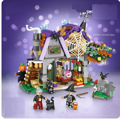 783-piece ABS plastic Halloween building bricks set assembling 30cm haunted house carriage decoration