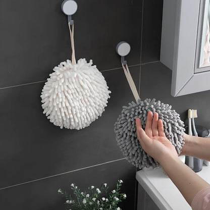 Blue chenille handball wipe showing 17x17cm dimensions for water absorption